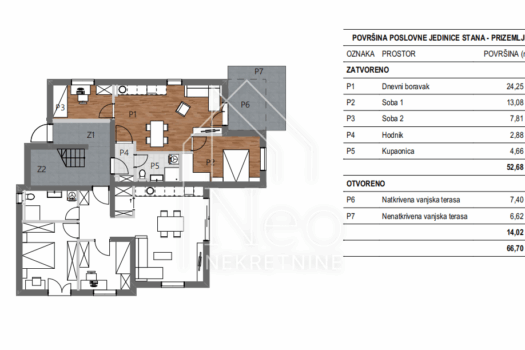 Wohnung Grad, Šibenik, 66,70m2 1745837413 prizemlje