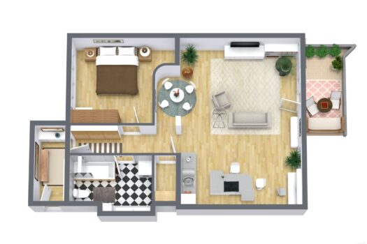 TOP: Traumhafte, ruhige Eigentumswohnung mit Terrasse & Tiefgarage in Waltendorf 3D-Grundriss Am Blumenhang 31 W 4
