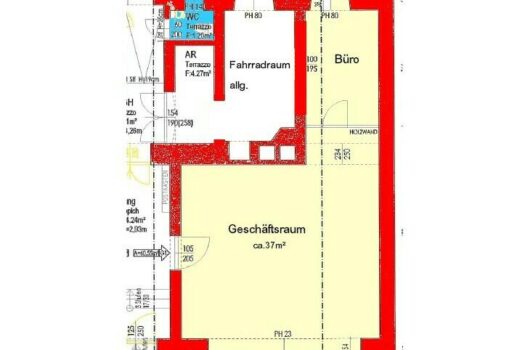 Geschäftslokal mit Stellplatz in der Leonhardstraße für Ärzte/Therapeuten, Verkauf oder Büro zu vermieten! Plan-SkizzeT2
