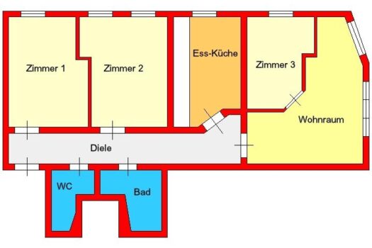 Provisionsfrei: perfekte 3er-WG mit extra Wohnzimmer und Ess-Küche in zentraler Lage zwischen UNI und TU - Alberstraße Skizze