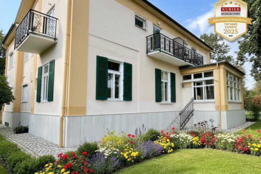 Historisches Herrenhaus im Villenviertel von Baden: ca.450m² WF mit Grundfläche von 1873qm und 17 Zimmern zum Sanieren! (V2 & Schut KI Bild Fassade