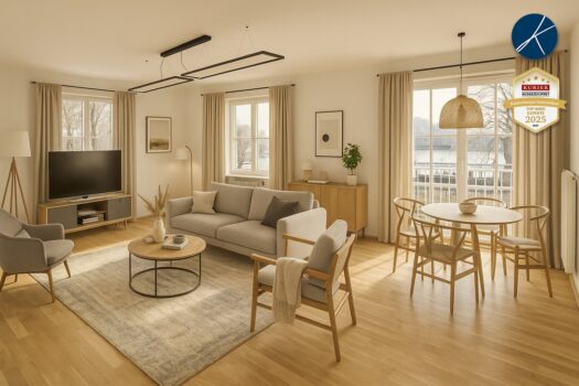 5-ZIMMER MIETWOHNUNG IN SCHÖNER LAGE VON KREMS-STEIN MIT BALKON UND DONAUBLICK Visualisierung Wohnzimmer