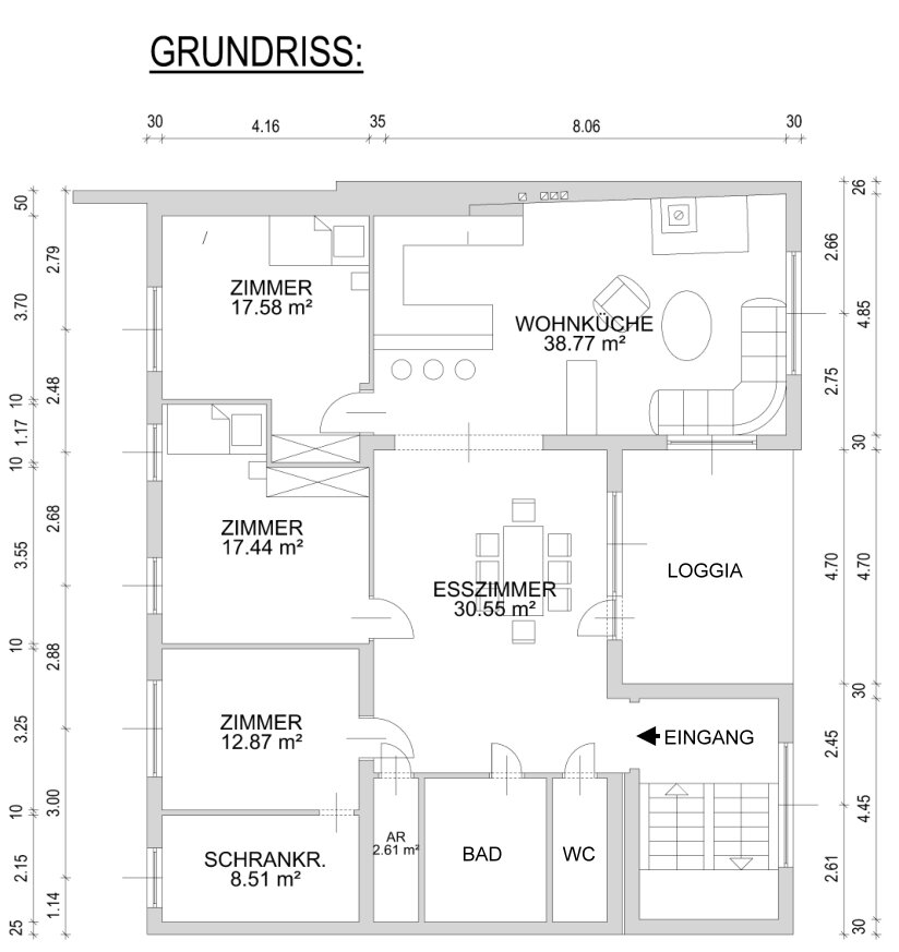 Raumaufteilungsskizze Wohnung - OG