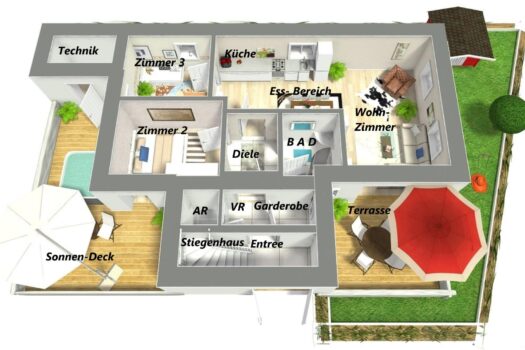 béschriftet  - Wohnung Bad Strassgang AW - 3D Foto