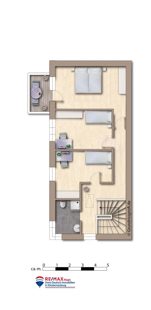 Grundriss Obergeschoss möbliert