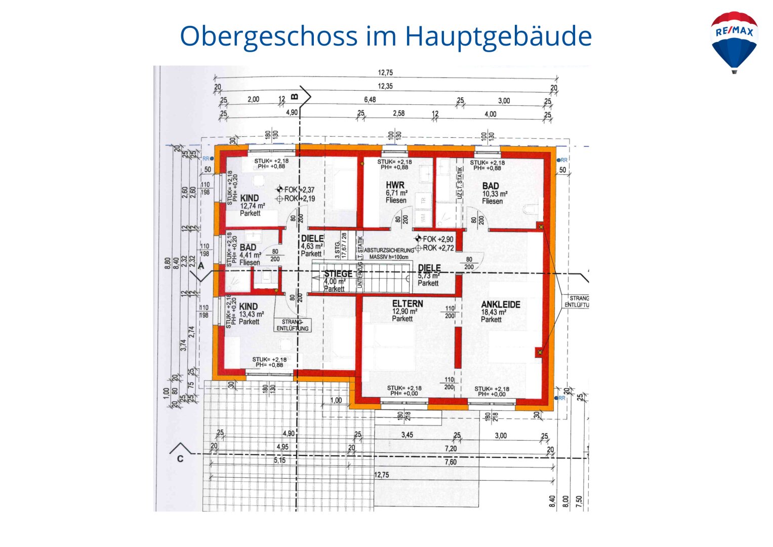 Obergeschoss im Hauptgebäude