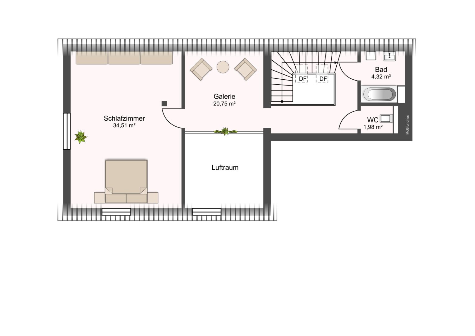 DG - Schlafzimmer, Galerie, Bad, WC