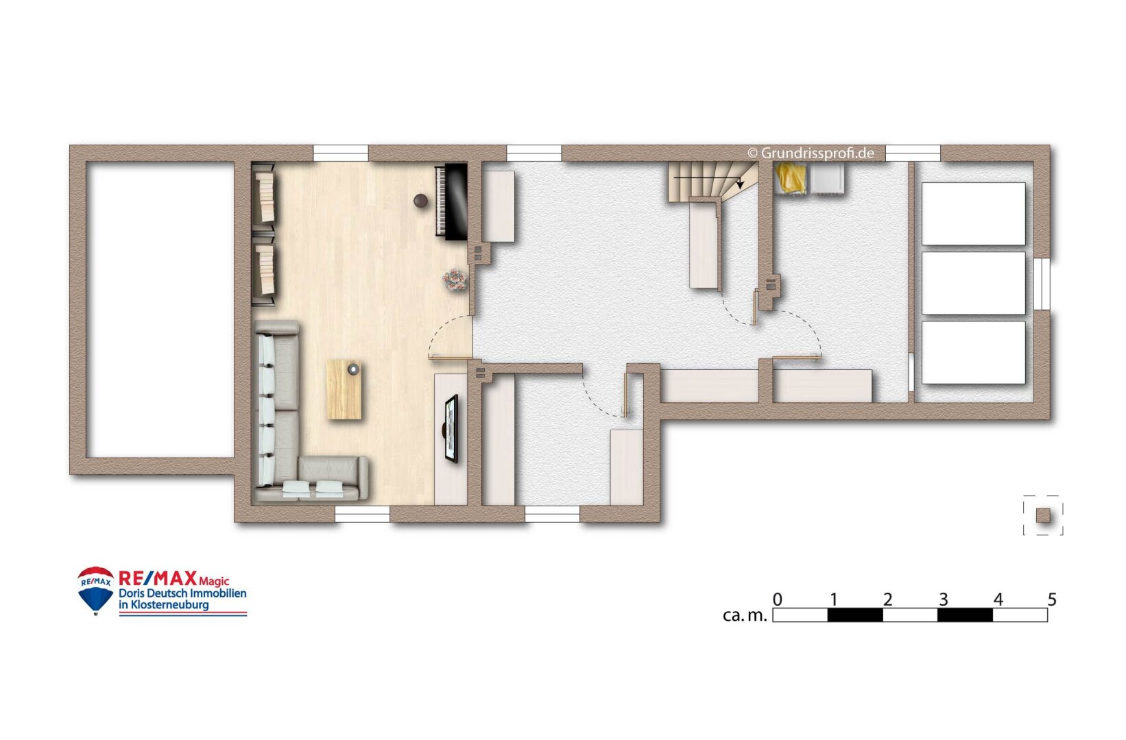 Grundriss Kellergeschoss möbliert