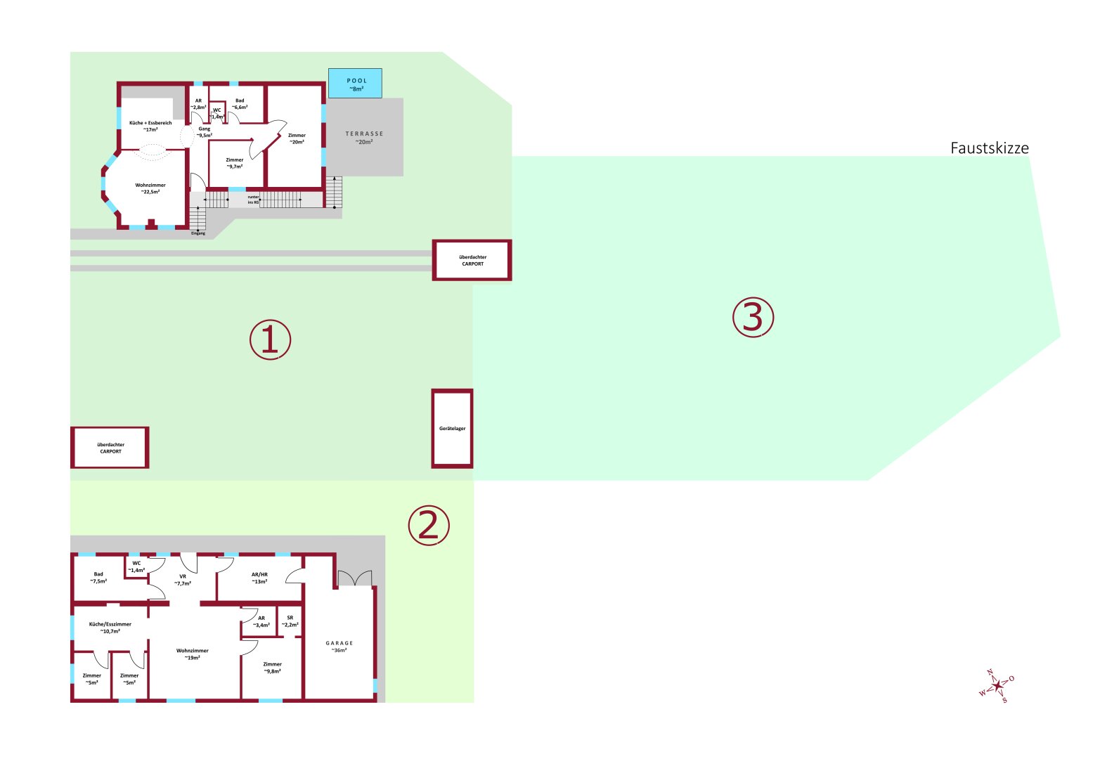 Lageplan mit weiteren Grundstücken