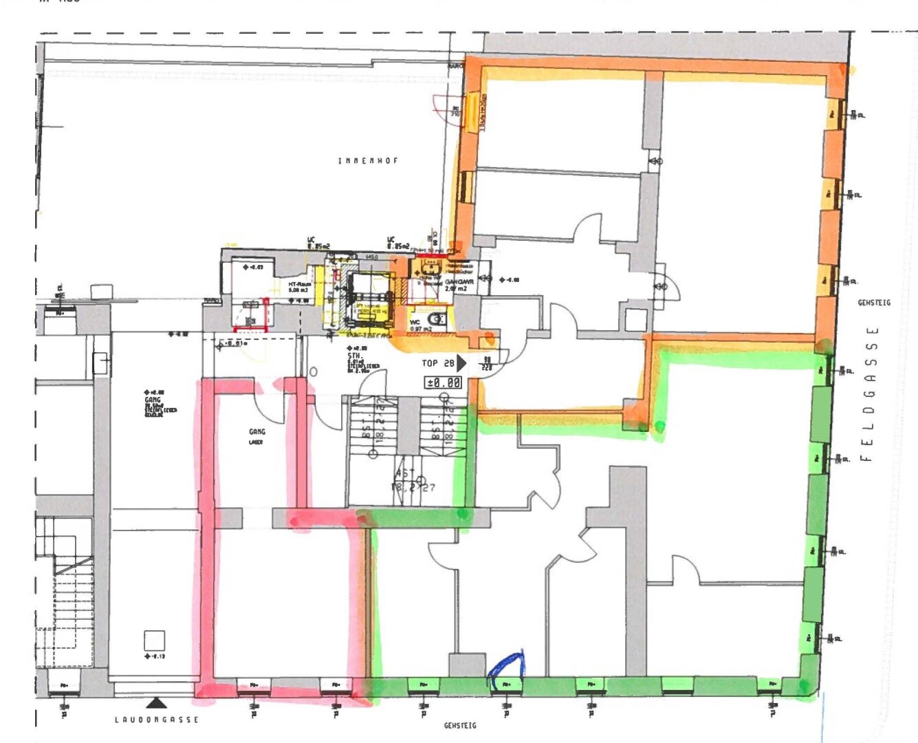 Planskizze: Top 2a + Top 2b + Top 2c