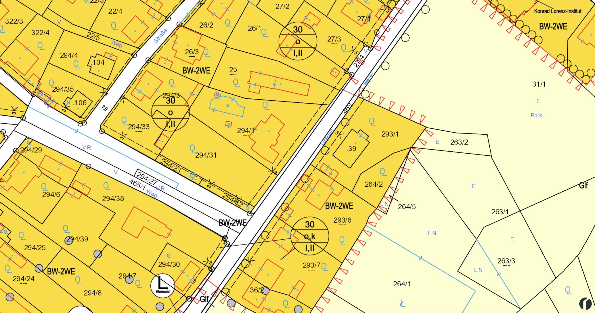 Flächenwidmungsplan (Achtung: hier noch alte Grundstücksnummern)