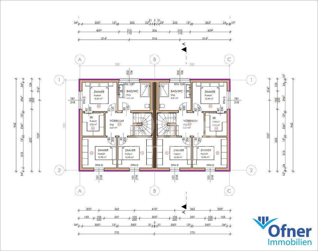 Planbeispiel Doppelhaus OG