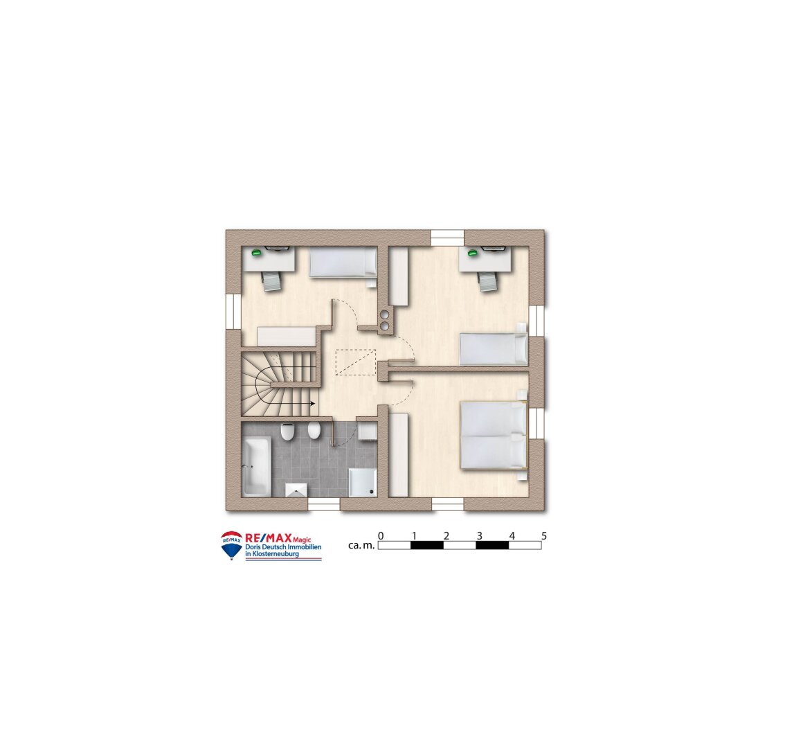 Grundriss Obergeschoss möbliert