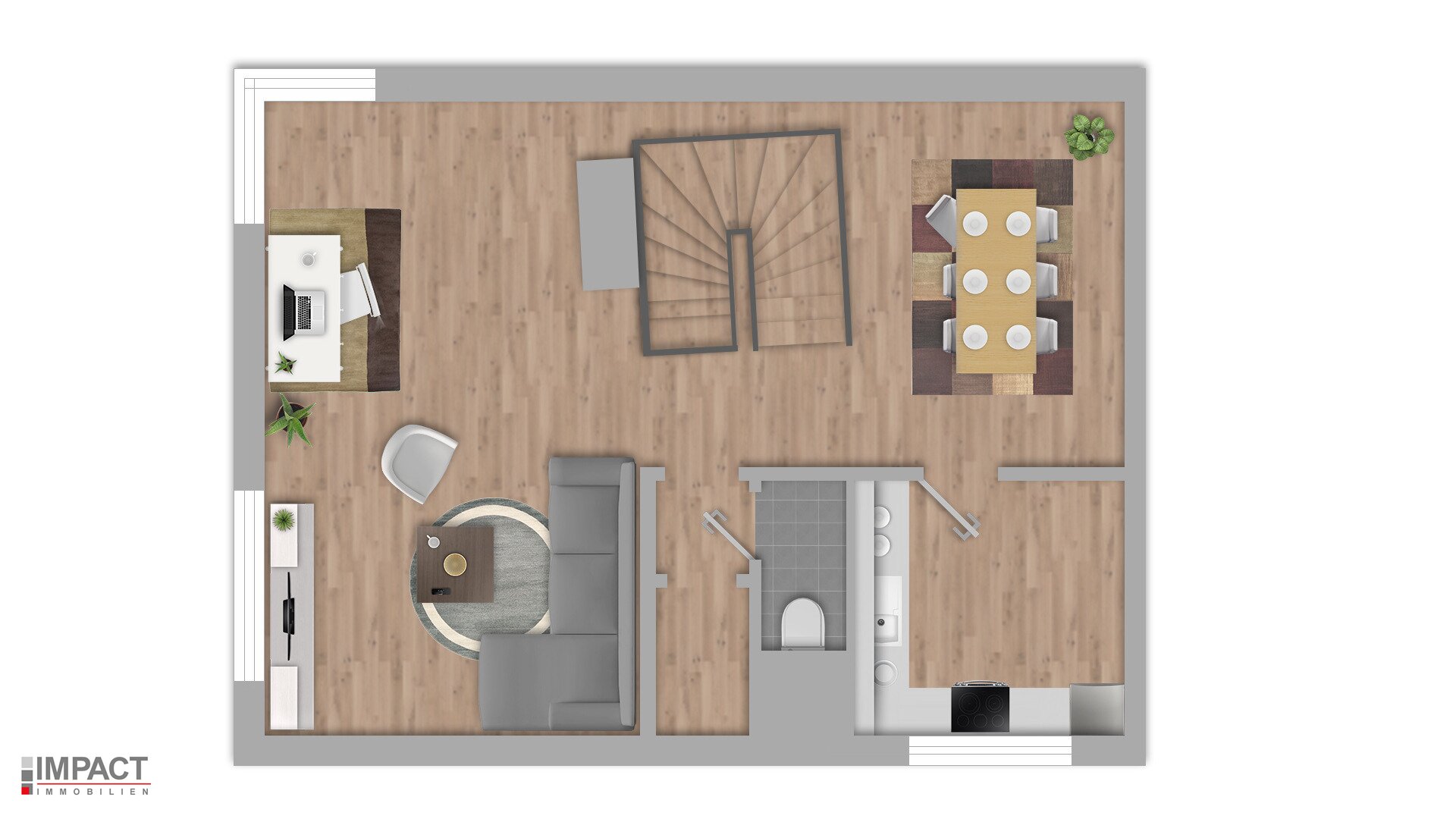 Grundriss Obere Ebene - staged