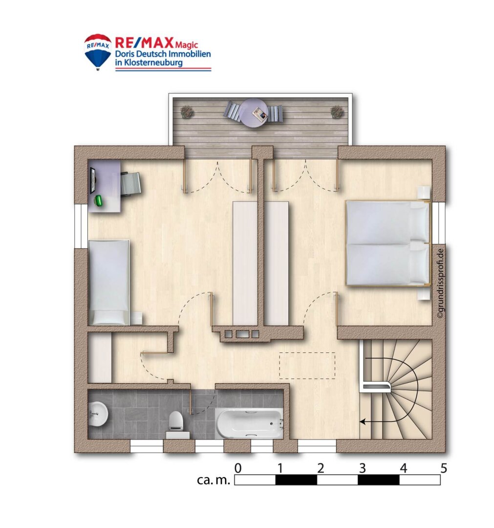 Grundriss Obergeschoss möbliert