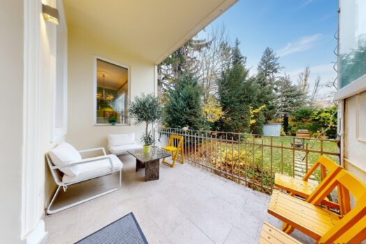 Prunkvolle 3-Zimmer Wohnung mit großzügiger Loggia I Gartenblick I Ruheoase I AirBnB Vermietung gestattet I 360° Rundgang Verfügbar Terrasse