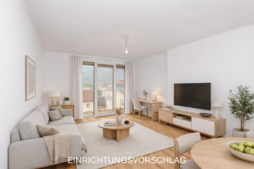 2 Zimmer Wohnung mit Balkon und Parkplatz in Graz Alt- Eggenberg, neben der FH Joanneum! WG geeignet WZ Einrichtungsvorschlag