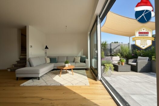 Erstbezug mit großen Terrassen & Top Ausstattung! KI-generierter Gestaltungsvorschlag (Möblierung nicht enthalten)