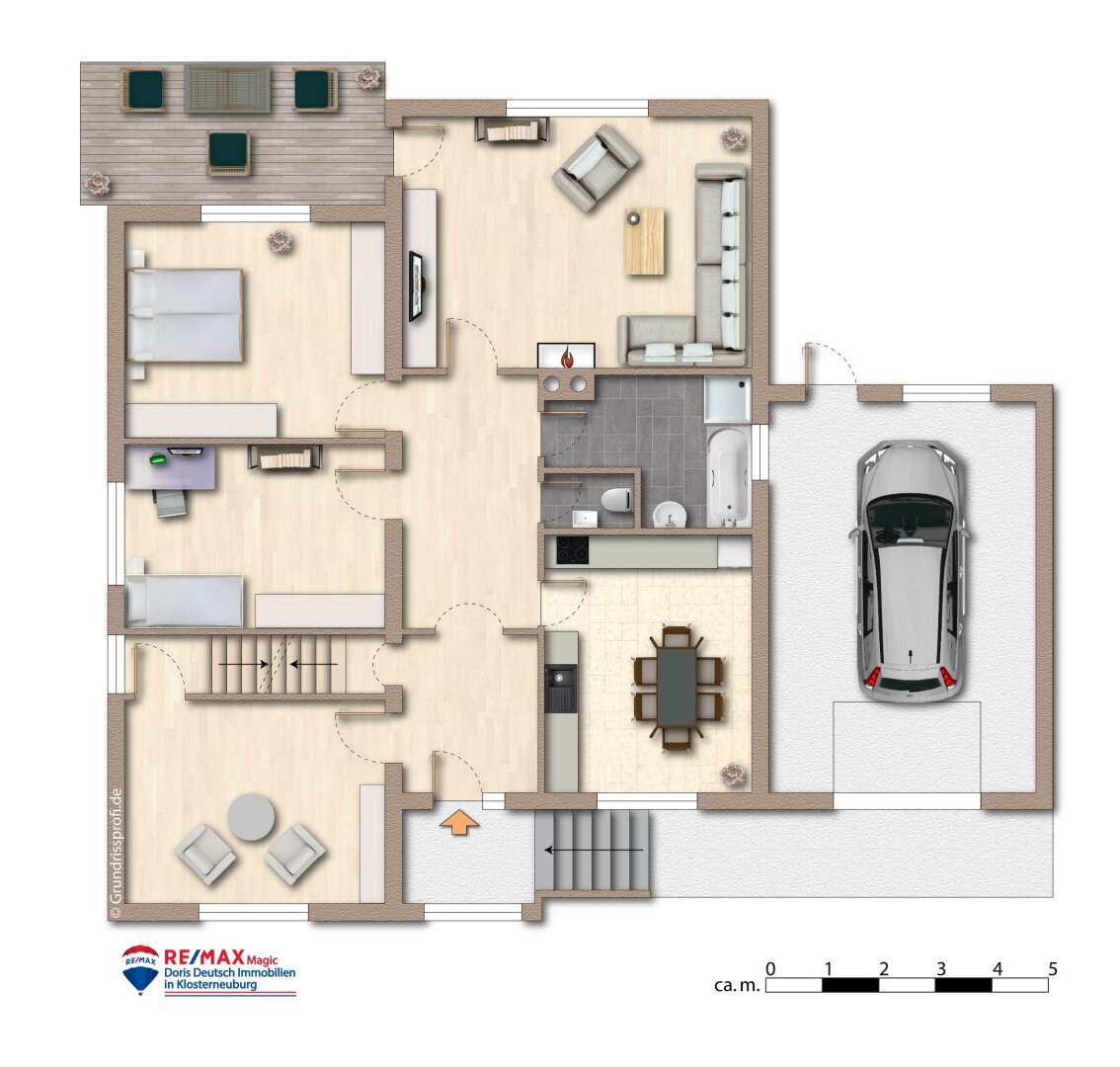 Grundriss Erdgeschoss möbliert