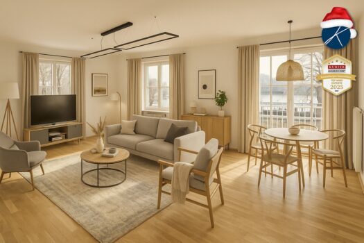 5-ZIMMER MIETWOHNUNG IN SCHÖNER LAGE VON KREMS-STEIN MIT BALKON UND DONAUBLICK Visualisierung Wohnzimmer