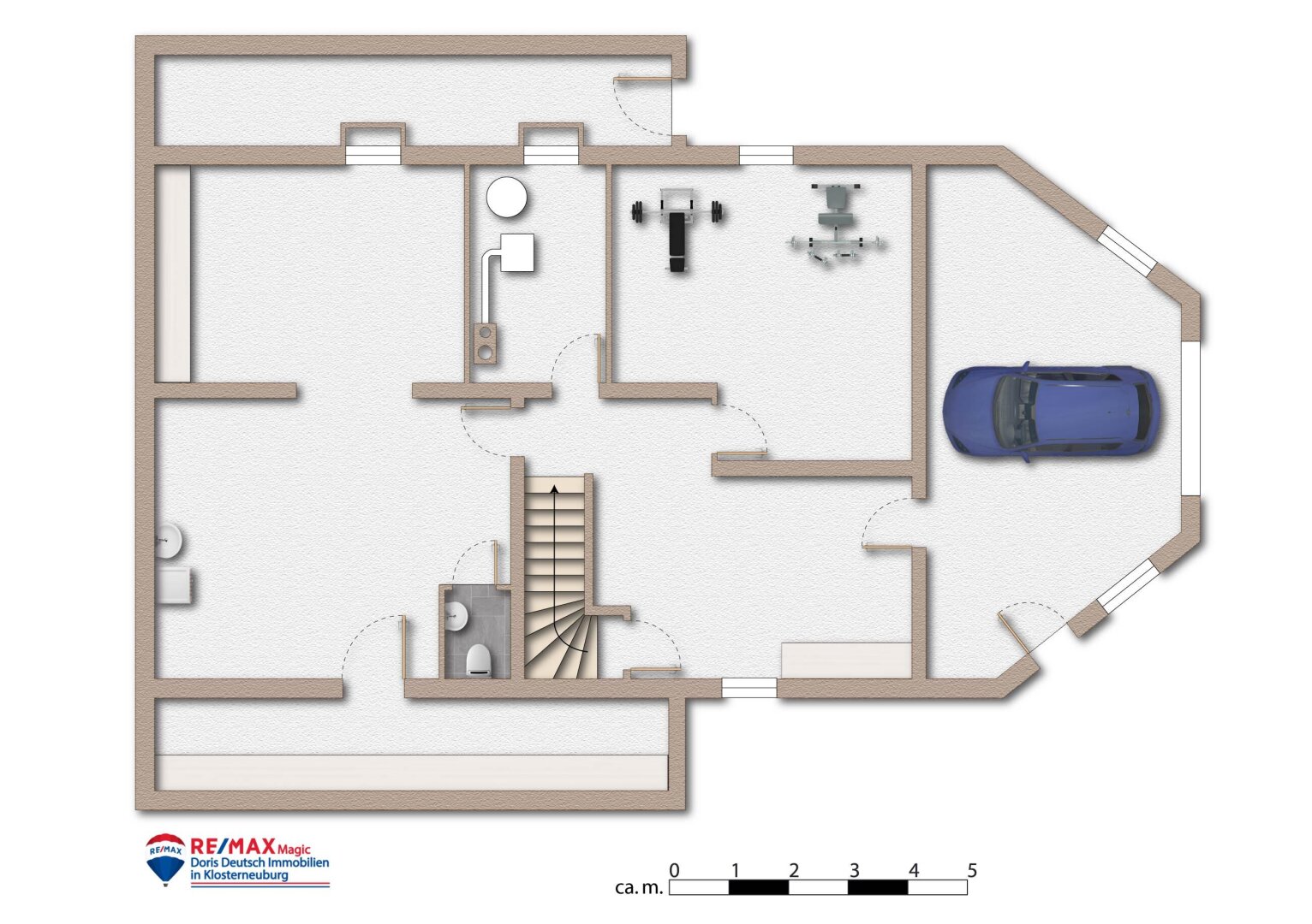 Grundriss Kellergeschoss möbliert