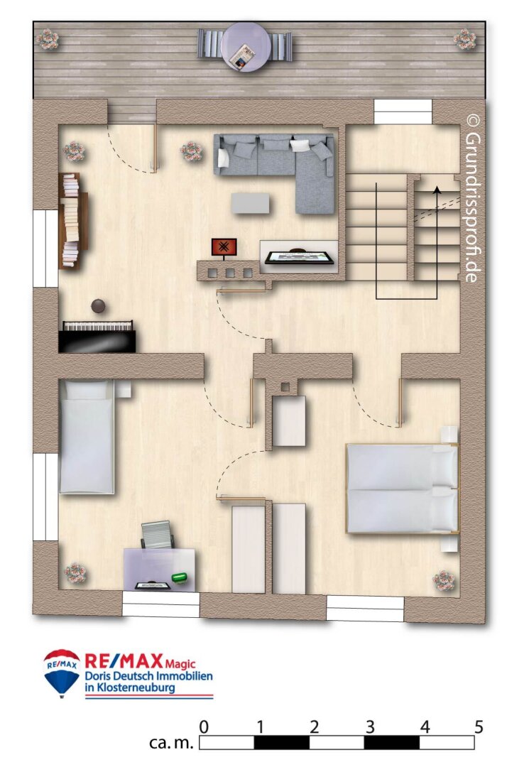 Grundriss Obergeschoss möbliert