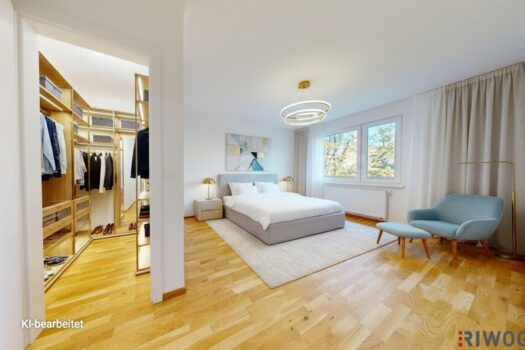 ERSTBEZUG nach Sanierung I Großzügige 2 Zimmer Wohnung mit Ausblick ins Grüne I inkl. Tischlerküche mit Siemens Geräten I Alte Donau Nähe Schlafzimmer mit Abstellraum