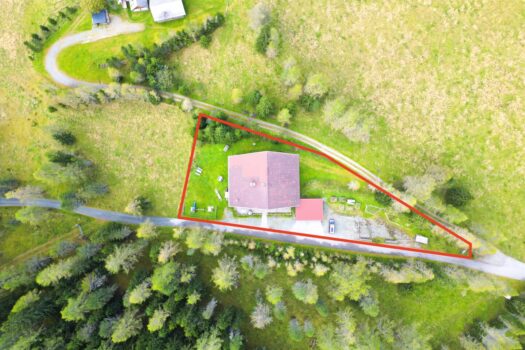 Luftbild mit eingezeichnetem Grundstück