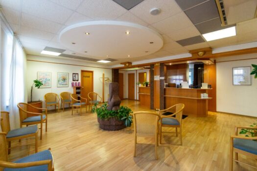 Großzügige Arztpraxis in top Lage in Hütteldorf - auch perfekt als Gemeinschaftspraxis geeignet Warteraum mit Anmeldung_Rezeption