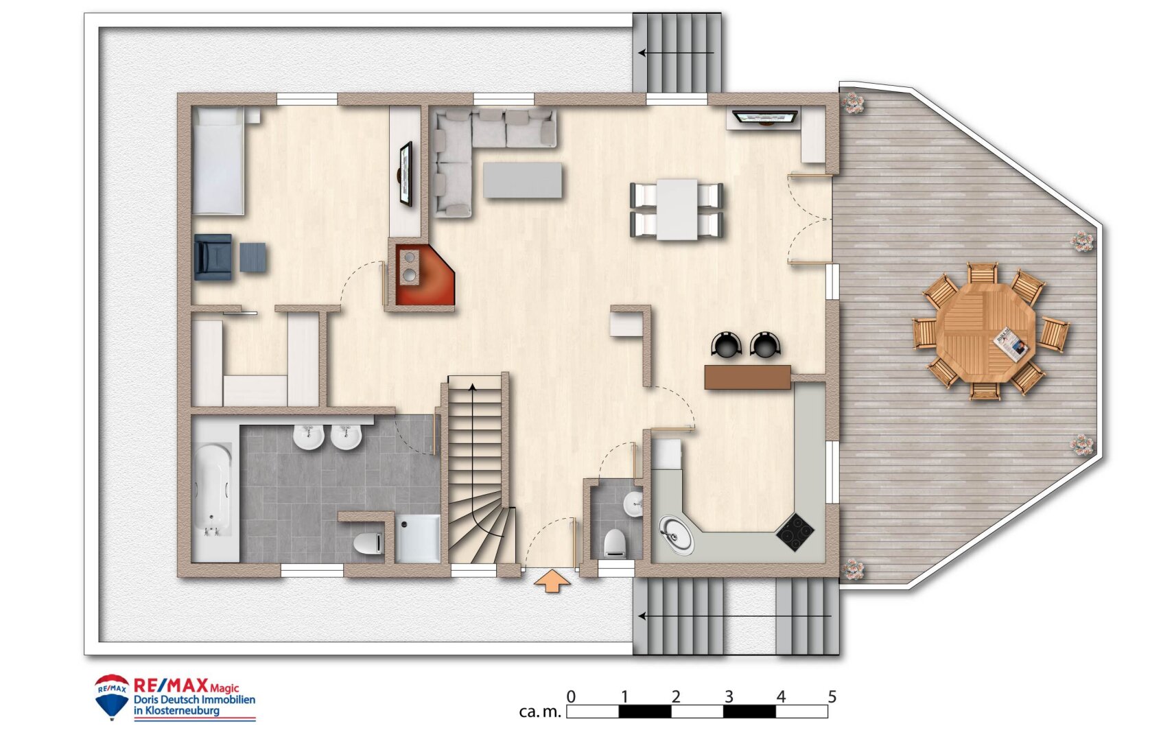 Grundriss Erdgeschoss möbliert