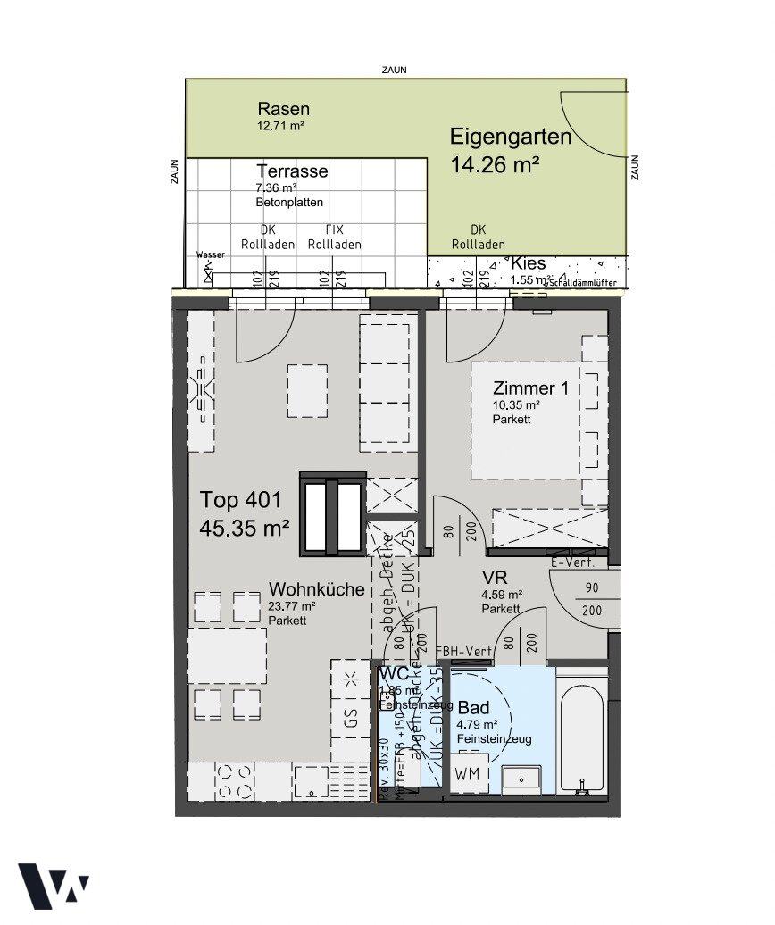 Grundrissplan Top 401