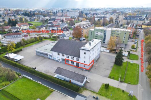 Vielseitige Gewerbeimmobilie in Klagenfurt – Flexible Flächen für Büro, Produktion und Lager mit großzügigen Parkmöglichkeiten! Luftbild Lage