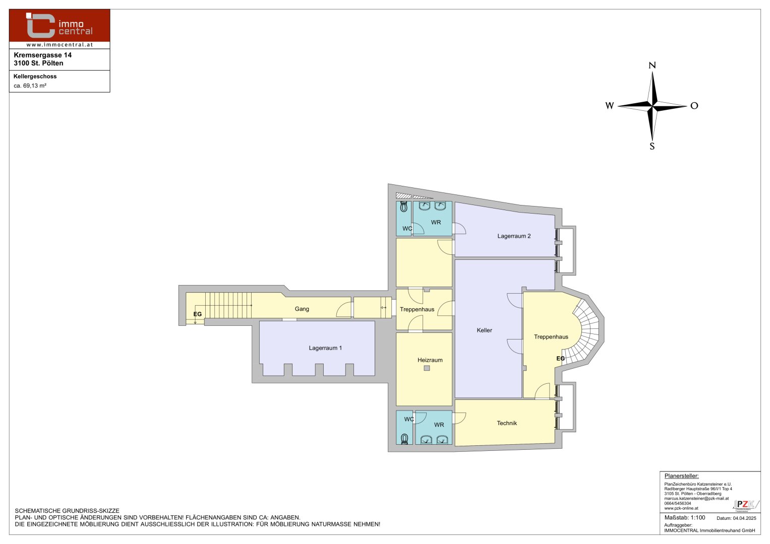 Planskizze Kellergeschoss