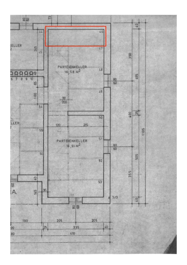 Grundrissskizze Parteienkeller