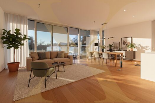 PARKVILLEN Zaubertal - Exklusive Wohnung mit hochwertiger Ausstattung in Leonding zu verkaufen! Wohn- & Essbereich I | KI-Visualisierung