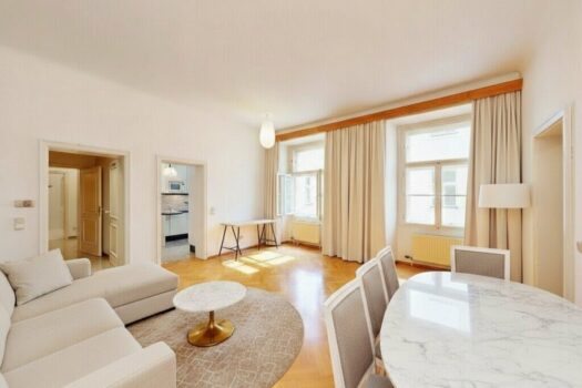 Wohnzimmer (virtuell mittels KI möbliert)