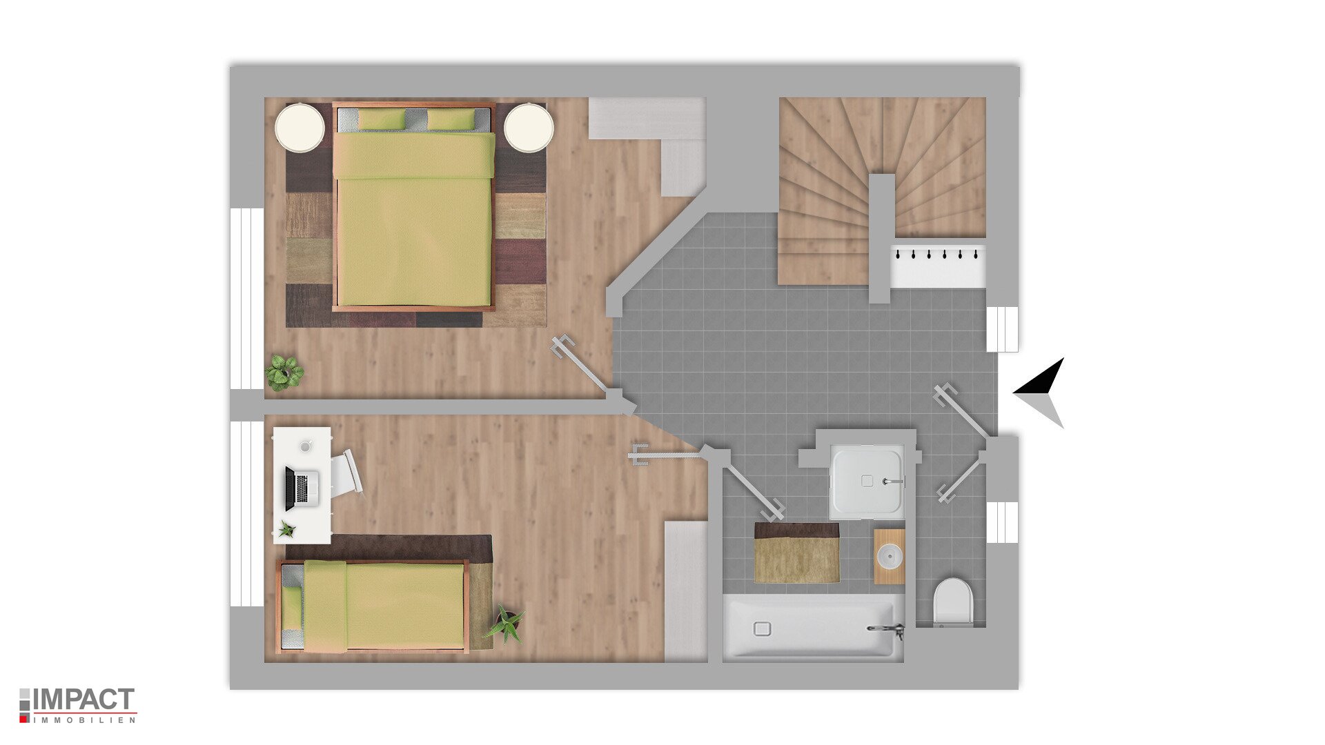 Grundriss Untere Ebene - staged