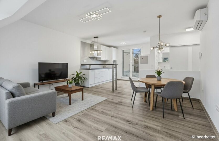 Wohnzimmer/Wohnküche KI bearbeitet