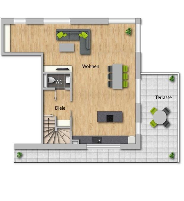 Grundrissplan Haus 2 Wohnung 1A Erdgeschoss