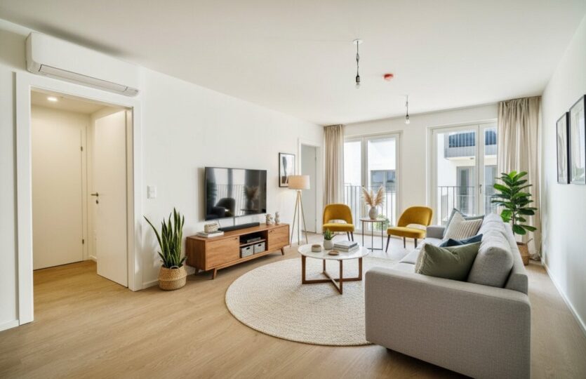 Wohnraum mit Einrichtungsvorschlag KI