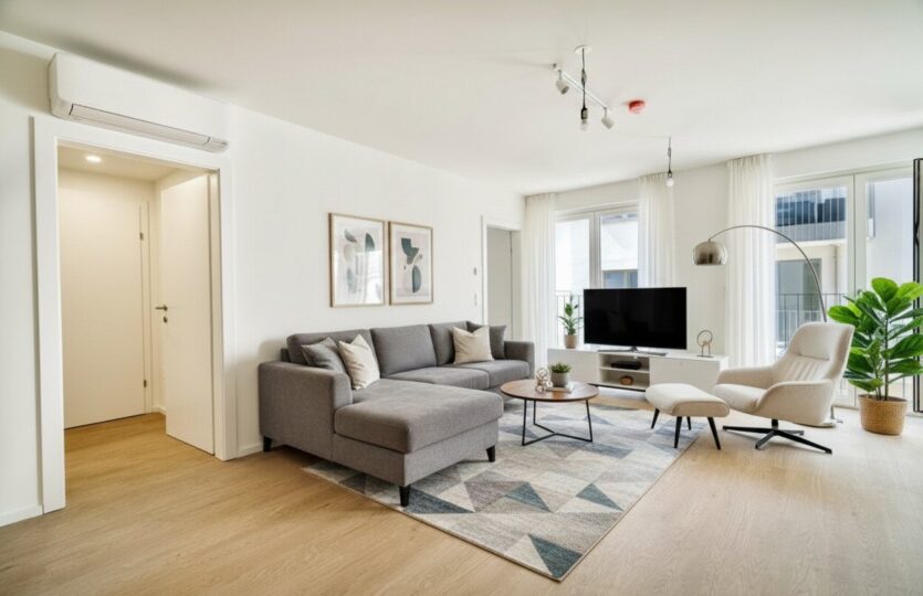 Wohnraum mit Einrichtungsvorschlag KI