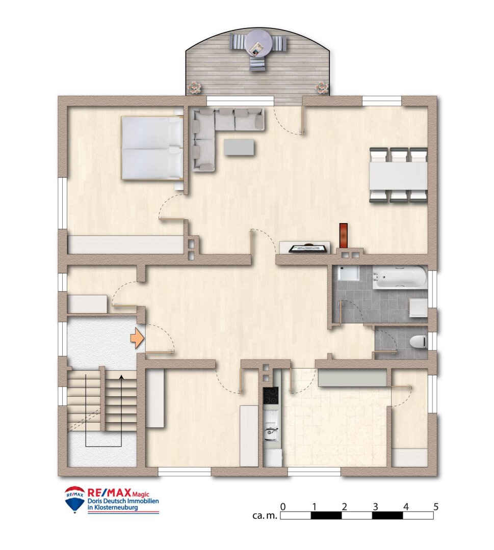 Grundriss Obergeschoss möbliert