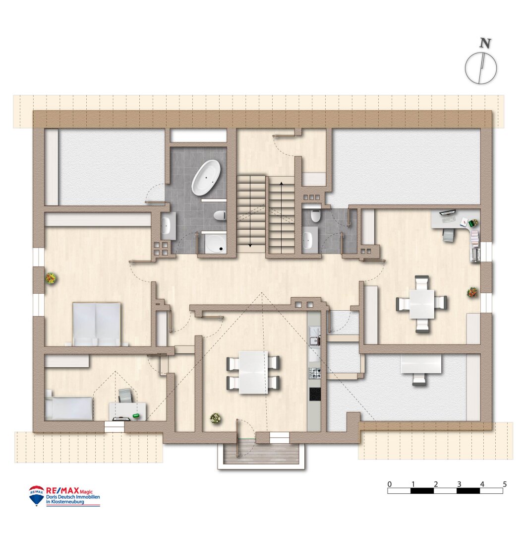 Grundriss Dachgeschoss möbliert