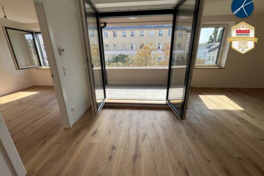 *Superprojekt: ''Über den Baumwipfeln" Top 44 Erstklassige ZWEI ZIMMER + LOGGIA Wohnung + TRAUMHAFTE SÜDAUSRICHTUNG mit Blick auf die Kastanienbäume Viel schöner geht es nicht mehr!
