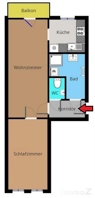 Skizze (Bad / WC umgekehrt eingezeichnet)