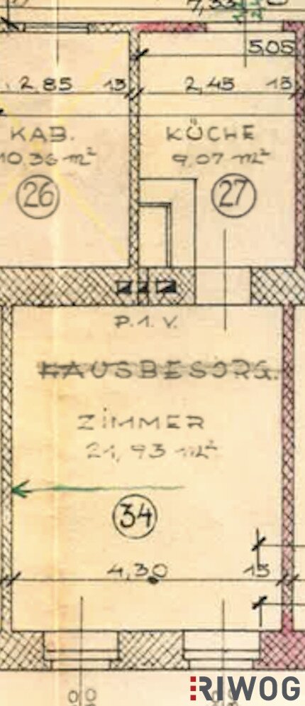 Grundrissplan bestehend aus Küche und Wohnzimmer