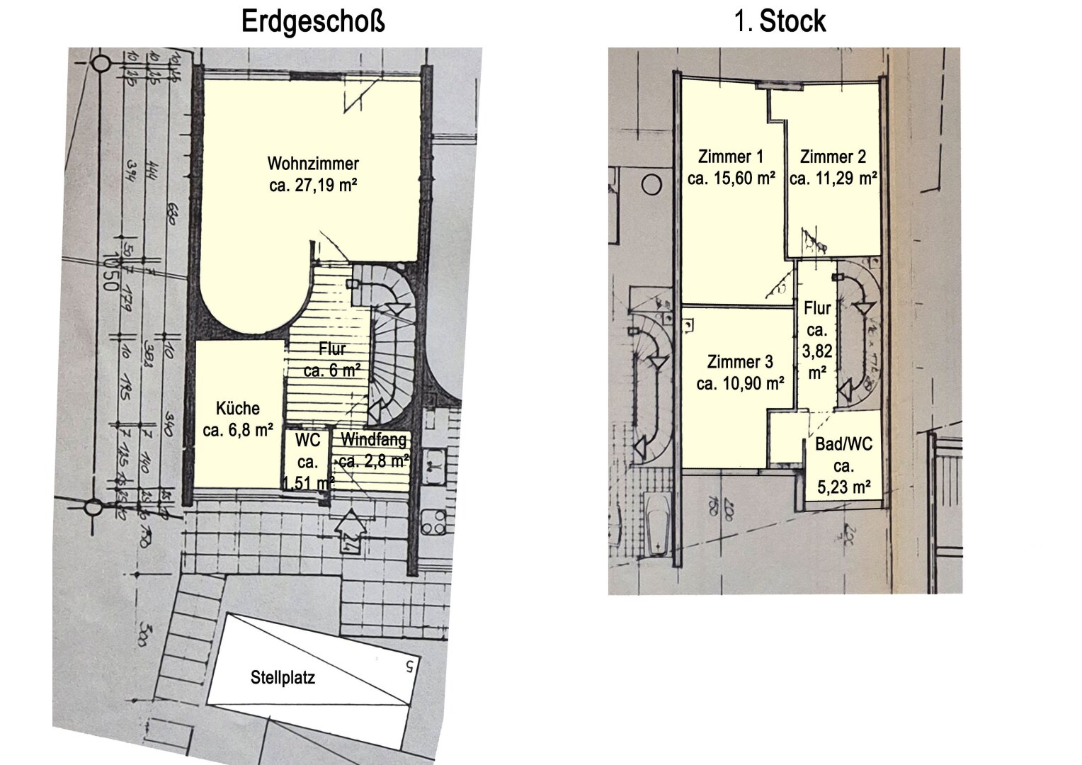 Grundriss Skizze EG + 1. Stock