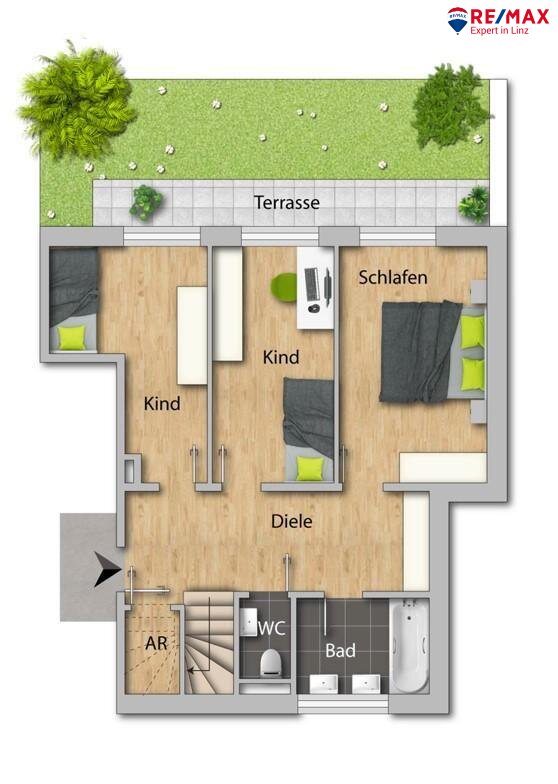 Grundrissplan Haus 2 Wohnung 1A Untergeschoss