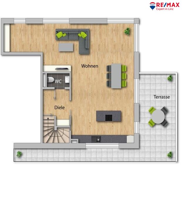 Grundrissplan Haus 2 Wohnung 1A Erdgeschoss