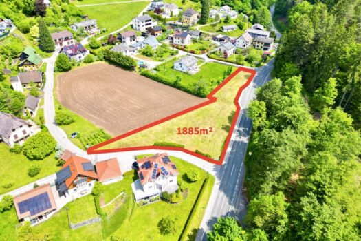 Luftbild mit eingezeichnetem Grundstück